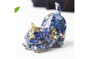 Mini Cat Resin Crystal Figurine Decor Cute 3D Statues Ornament Cat Lover Gifts for Home Office Bedroom Cubicle Desk Shelf Tab