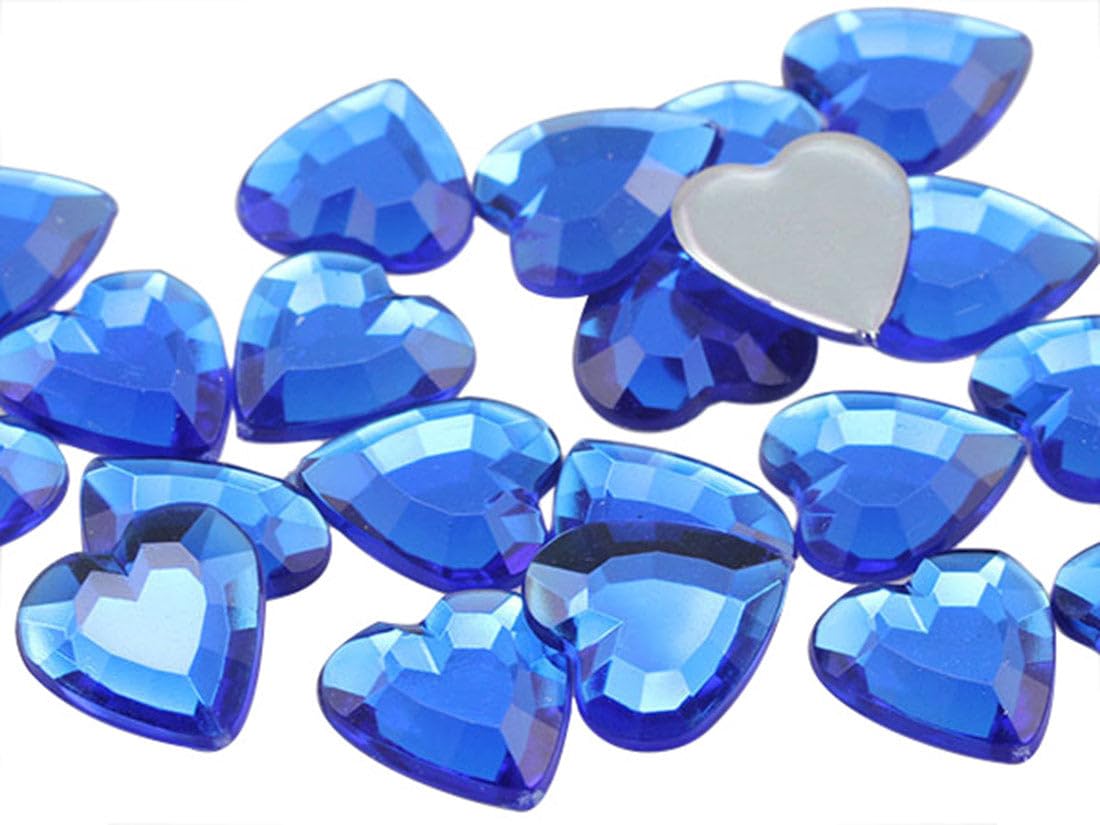 6mm Royal Blue JG33 Flat Back Heart Acrylic Rhinestones Tiny Face Gems Body Jewels Card Making Embelishments - 100 Pieces
