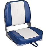 Leader Accessories Classic Low Back Folding Fishing Boat Seat Boat Chairs | Marine Boat Chairs With Thick Cushion, Aluminum Hinge, Use universal 5"x5" Mount, Fits Jon/Bass/Pontoon Boats