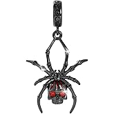 GNOCE Spider Skull Pendant Charm Sterling Silver Black Plated Dangle Charm Fit Bracelet/Necklace Gift For Women Wife