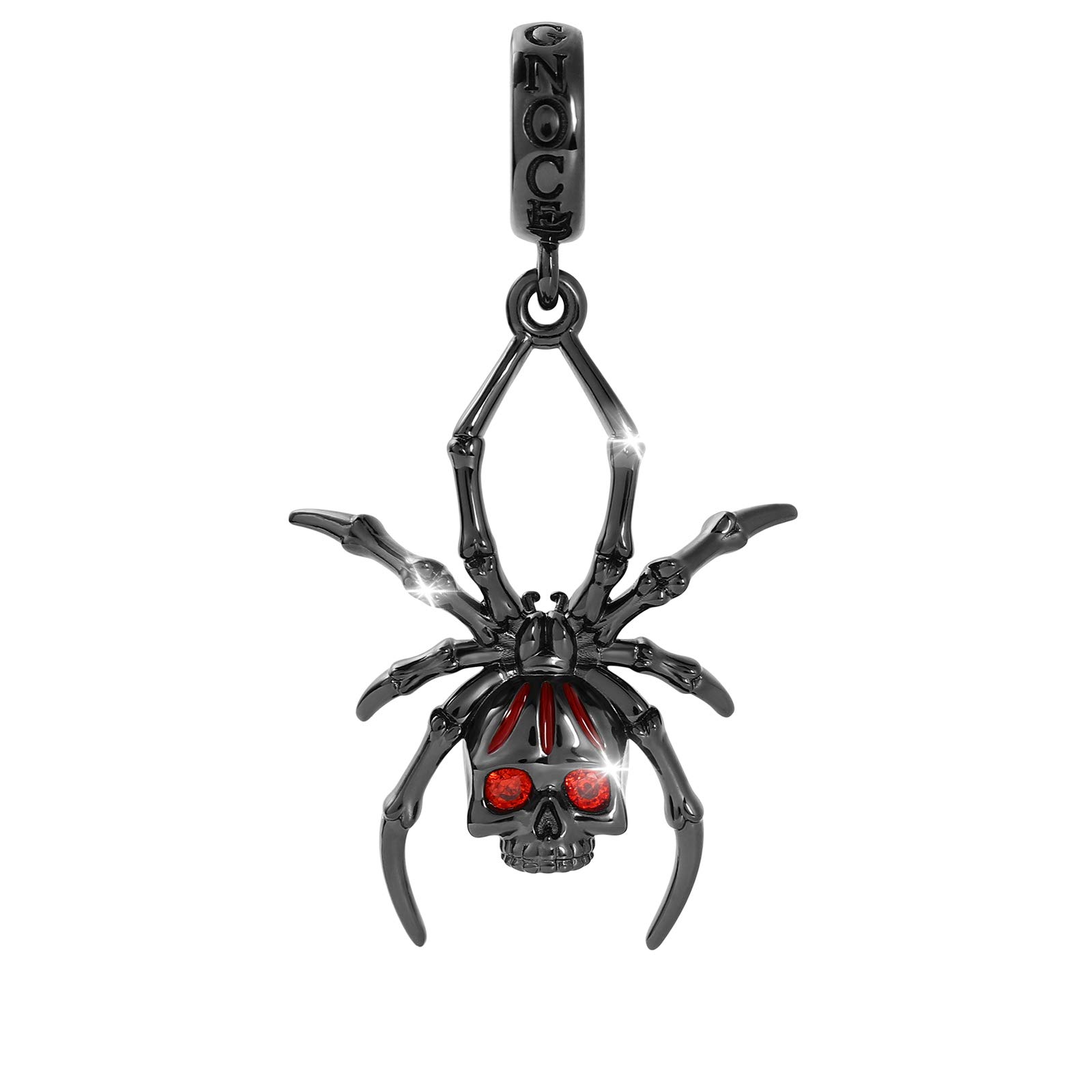 GNOCE Spider Skull Pendant Charm Sterling Silver Black Plated Dangle Charm Fit Bracelet/Necklace Gift For Women Girls Wife