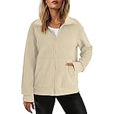 Dokotoo Women's Lightweight Full Zip Soft Fleece Jacket 2025 Casual Sweatshirts Coat with Pockets