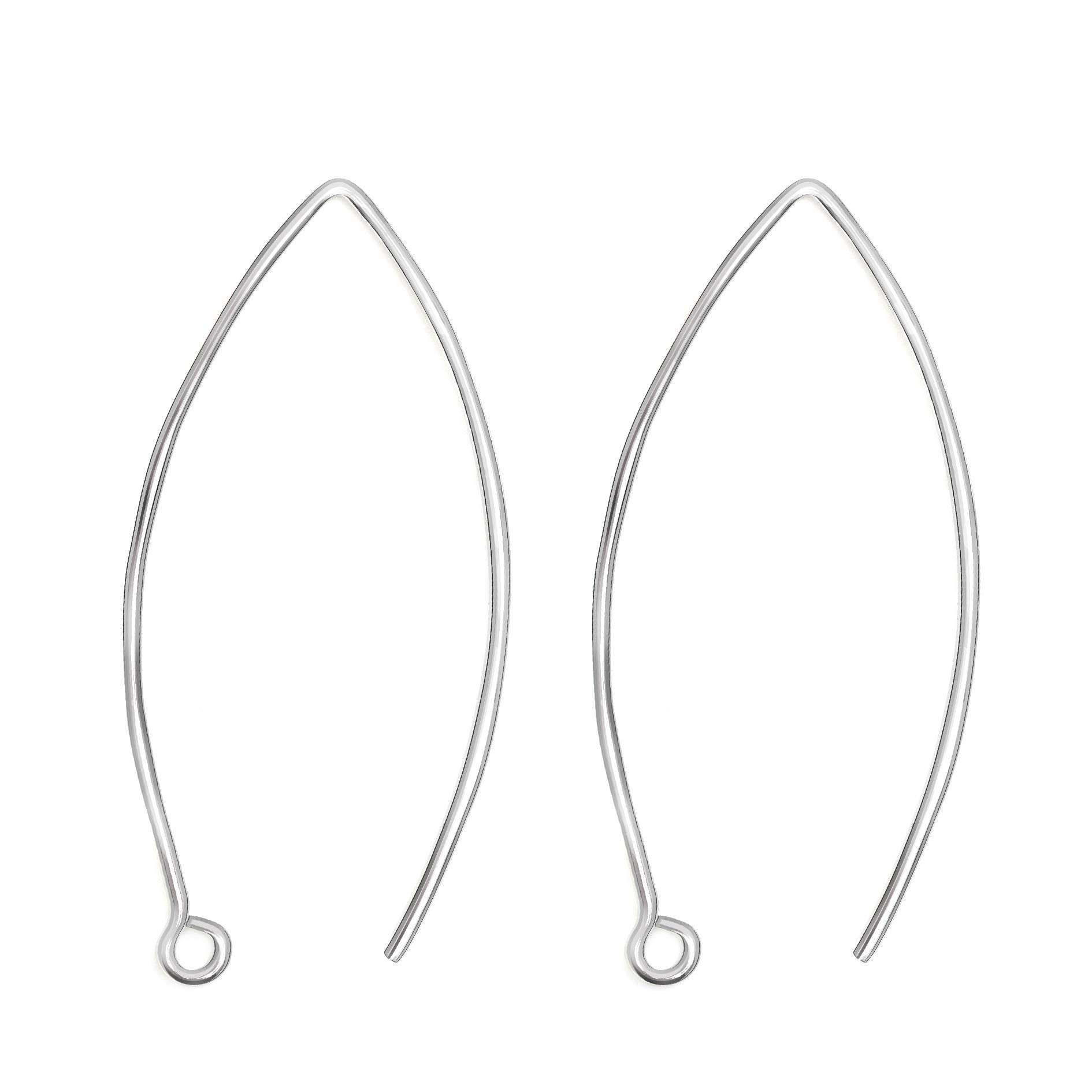 Long Hooks Earring Findings 5 Pairs Nickel-Free 925 Sterling Silver Hypoallergenic