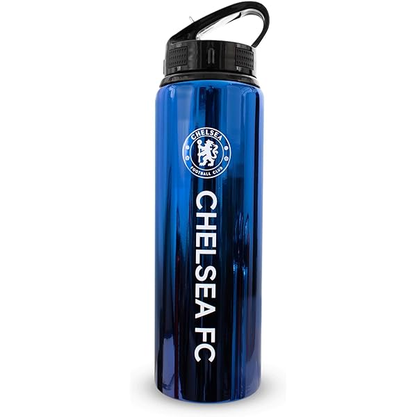 Chelsea FC Stainless Steel Sports Bottle 700ml - UV Coated Blue Design, Integrated Straw, Official Licensed