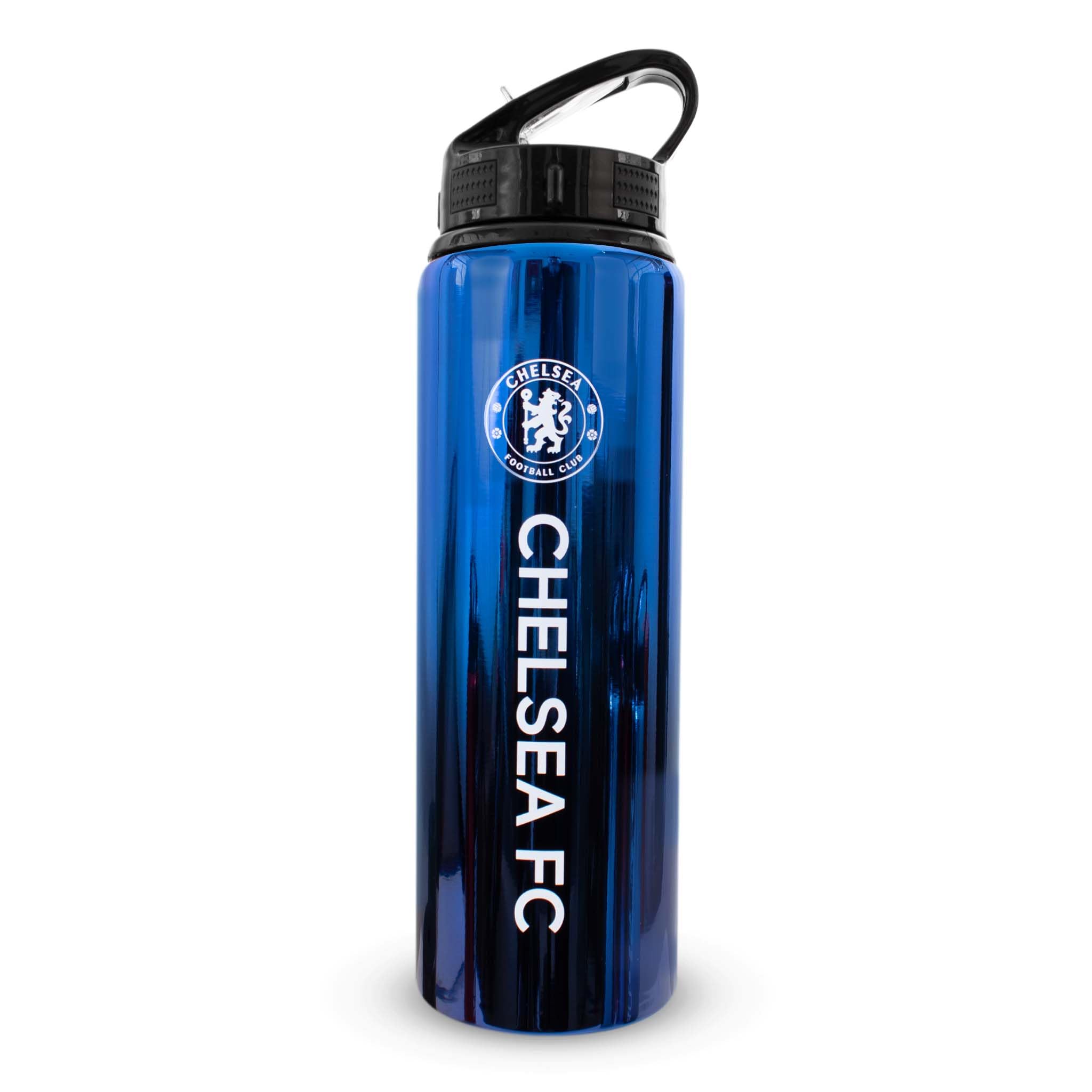 Hy-Pro Officially Licensed Chelsea F.C 750ml Aluminium UV Bottle ,Integrated Folding Straw, Neochrome Finish, Leakproof, Lightweight, BPA Free, Barca, Blues