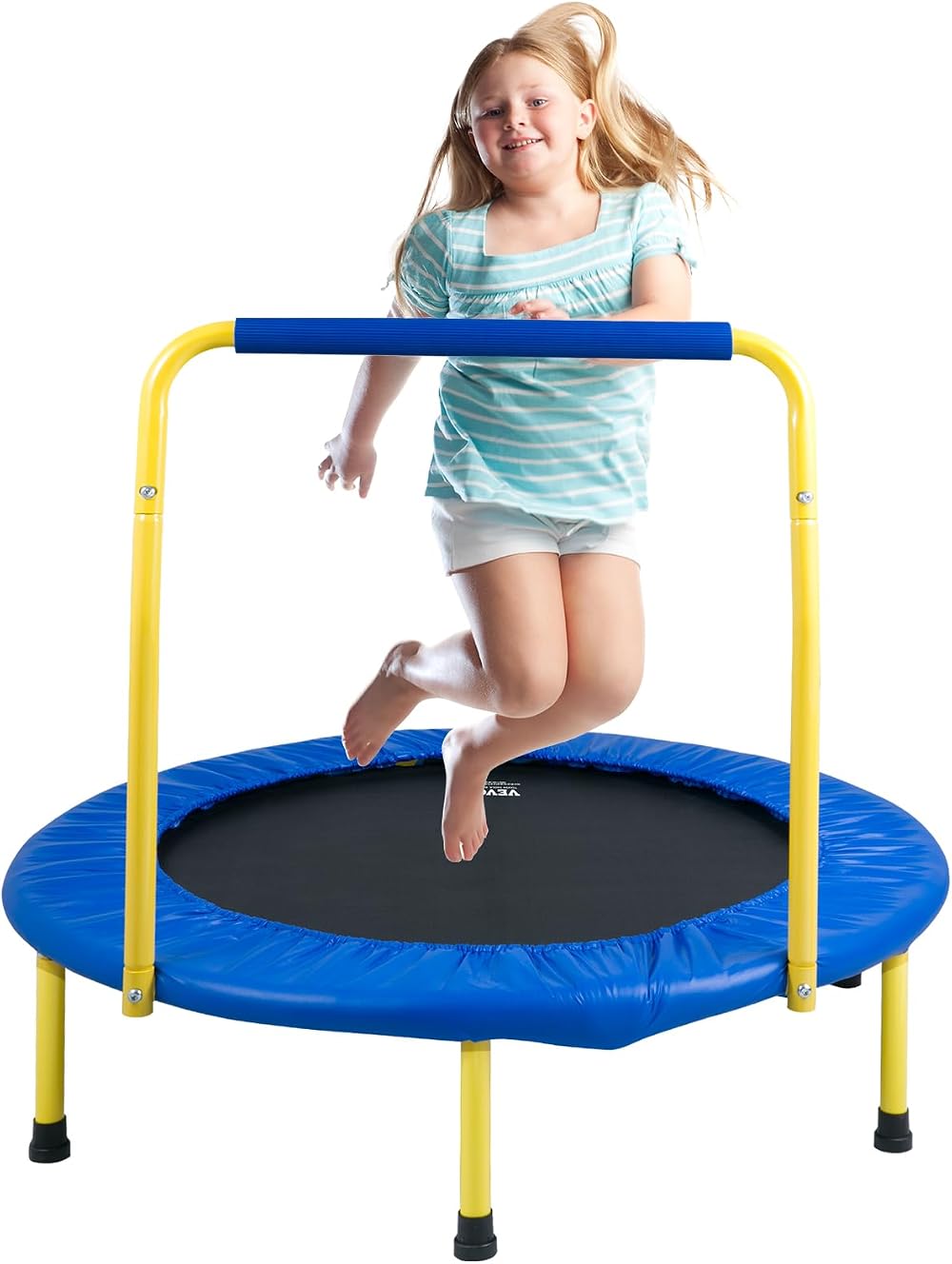 VEVOR 3FT Kids Trampoline Toddler Foldable Mini Baby Trampoline Foam Handle 3+
