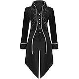 Medieval Steampunk Tailcoat Halloween Costumes for Men, Renaissance Pirate Vampire Gothic Jackets Vintage Warlock Frock Coat