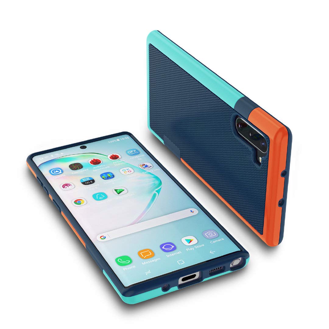 Jeylly for Galaxy Note 10 Case, Ultra Slim 3 Color Hybrid Impact Resistant Anti-Slip Shockproof Soft TPU Hard PC Rugged Durble Case Cover for Galaxy Note 10 6.3 inch (Blue)