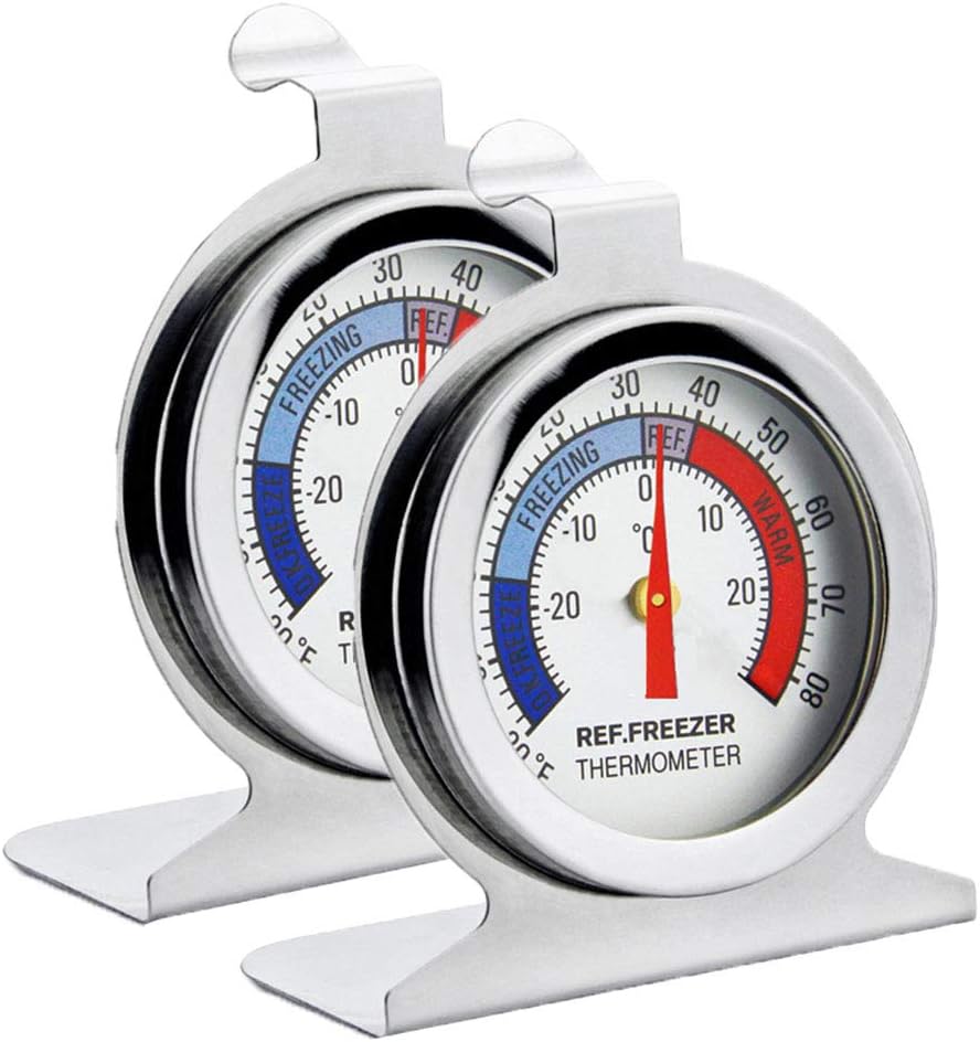 Fridge Thermometer Stainless Steel Dial Pack of 2