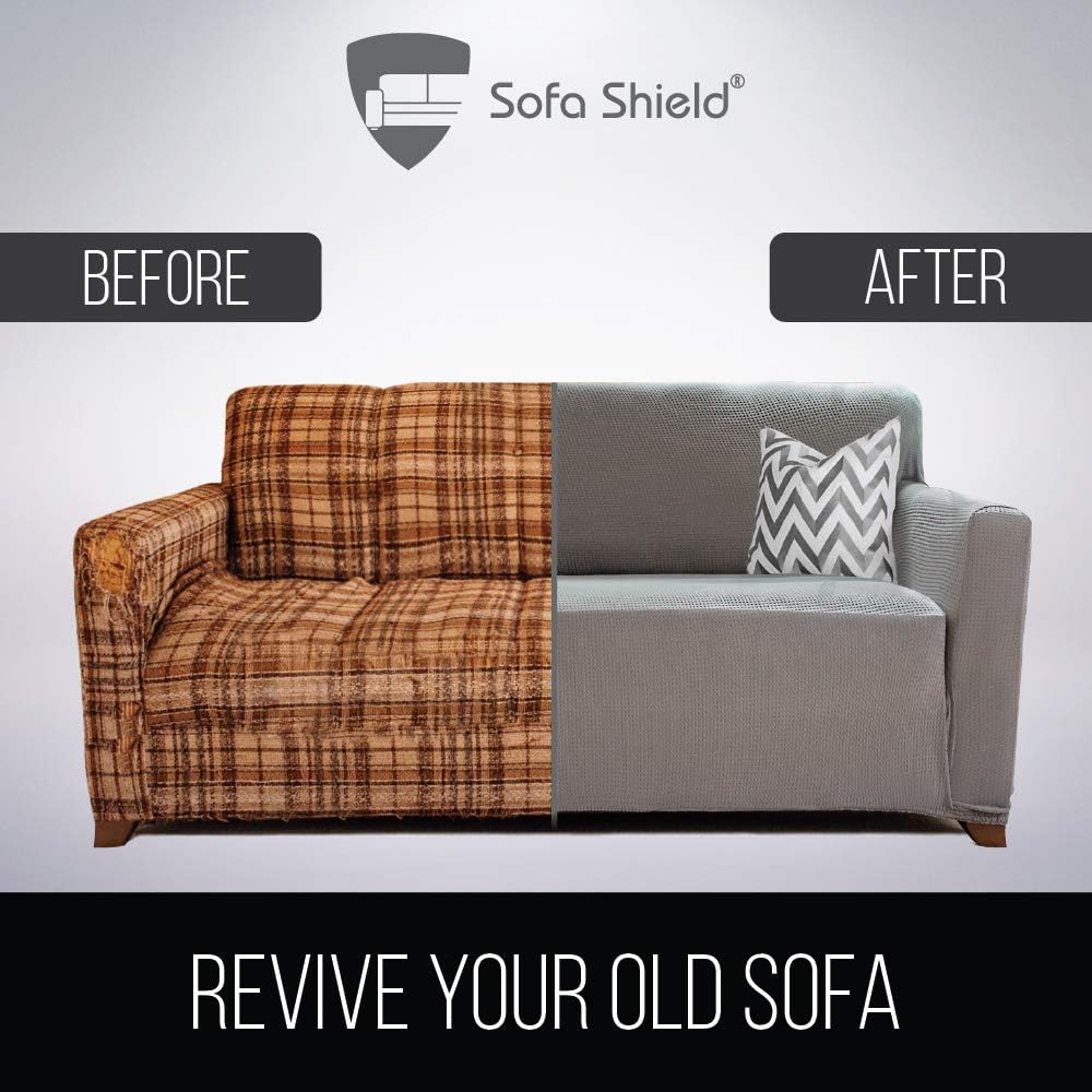Sofa Shield Original Fitted 1 Piece Chair Protector, Seat Width up to 23 Inch, Stretch Furniture Slipcover, Fastener Straps, Spandex Chair Slip Cover Throw for Pets, Dogs, Armchair, Burgundy: Home & Kitchen
