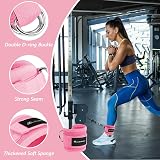 flintronic Ankle Straps for Cable Machine Pink Neoprene D Ring Gym Cuff view 3