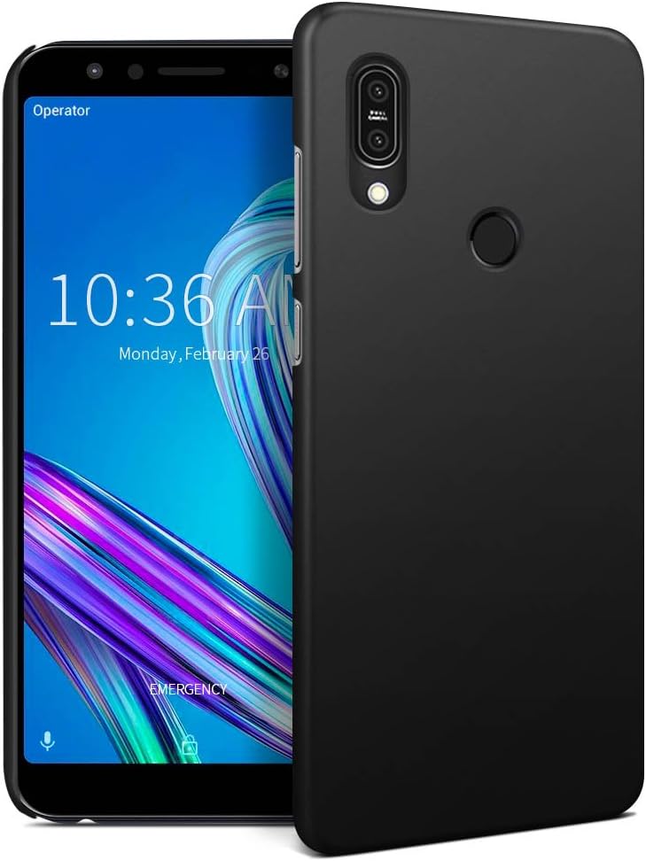 RIFFUE Case for Asus Zenfone Max Pro (M1) ZB602KL /ZB601KL, Slim Thin Fit Back Case, Shock Absorbing Bumper Anti-Scratch Protective Hard PC Shell Matte Texture Smooth Coating Light Cover - Black