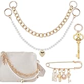 BEUNITONE 4 in 1 Gold Bag Charms Combinatorial for Women, Elegant Purse Charms Keychain, Pearl Bag Charm for Handbags, Bags Accessories Charm,Trendy Designer Gift
