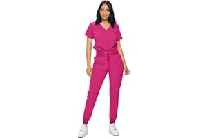 MONARCH UNIFORMS Stretchy Scrubs Women's Jogger Scrub Set In Regular and Petite Jogger Scrubs with Tuck-In Top for Women