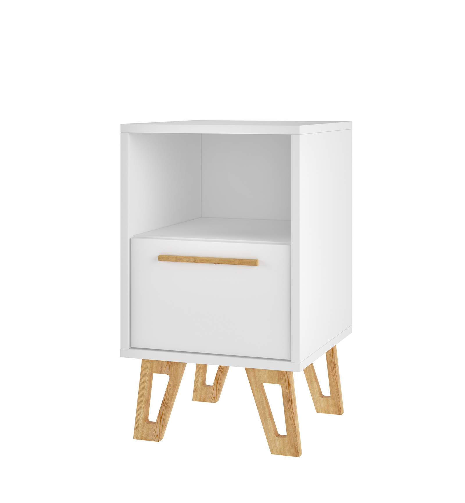 Brv Moveis Side Table, White With Open Pinus Feet (Bm 91-159) - 56 cm X 33 35
