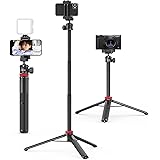 ULANZI MT-44 Extendable Phone Tripod, 59" Selfie Stick Phone Vlog Tripod Stand with 2 in 1 Phone Clip, 360° Ball Head Camera 