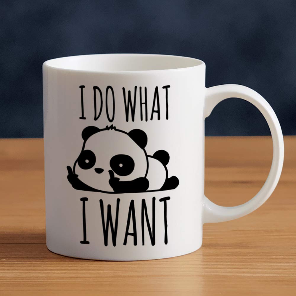 LOZACHE I Do What I Want Cute Panda Ceramic Coffee Mug Milk Cup 11oz, Funny Coffice Joke Christmas Novelty Birthday Gifts for Men Friends Boss Coworkers Boyfriend Husband