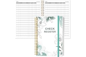 Heveboik Check Registers for Personal Checkbook - A5 Checkbook Register for Personal Checkbook, Expense Ledger Book for Personal and Small Business, Rose Leaf