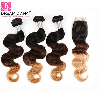 Amazon Com 10a Grade Ombre Peruvian Hair Bundles With Closure 1b