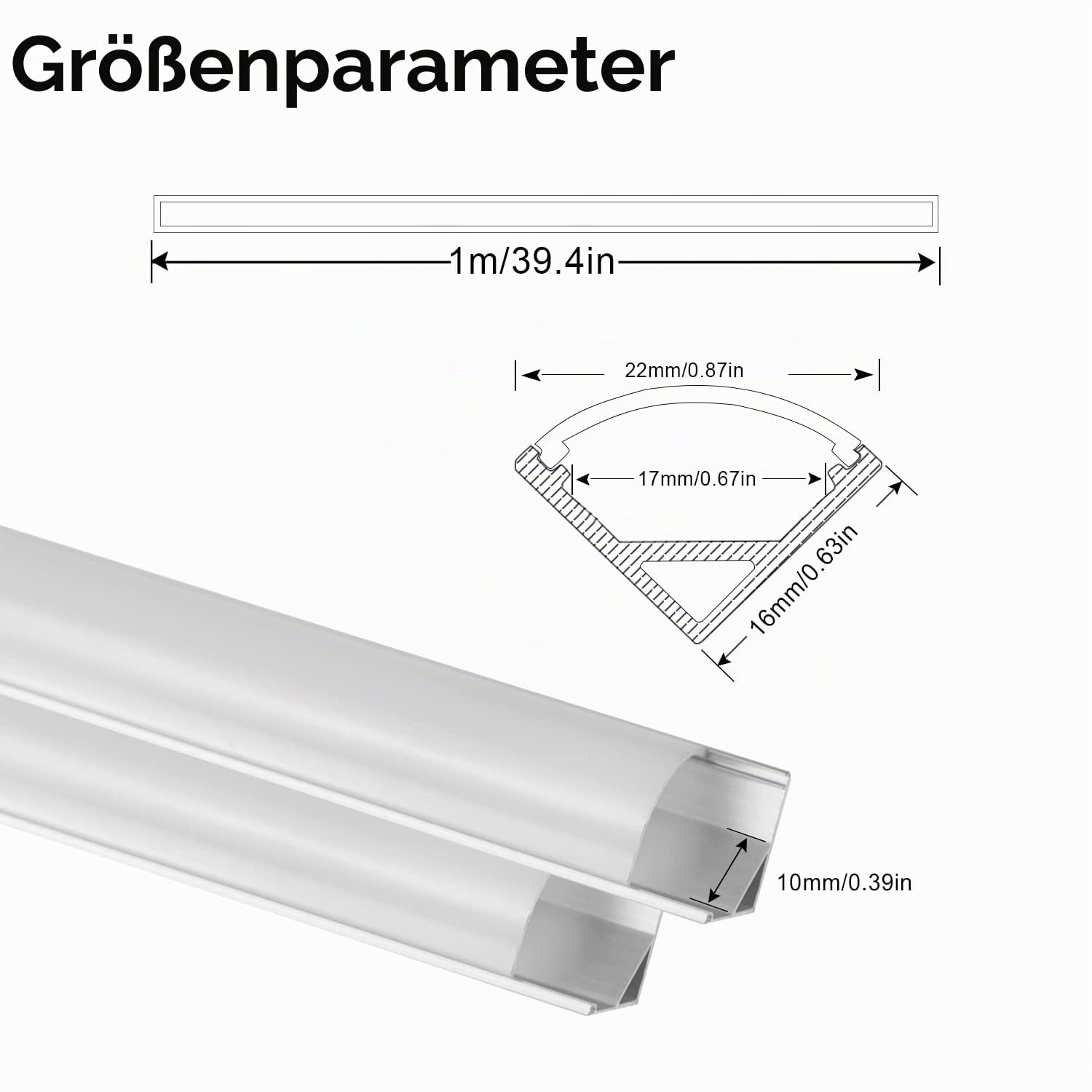 SENXINGYAN LED Aluminium Profil 1m, 12 Pack V-Form LED Profil/LED-Kanäle mit Milchig Weißer Abdeckung, LED-Diffusoren mit Endkappen, Montageclips und Eckverbindern 3