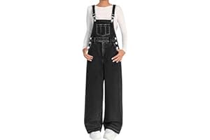 Girls Baggy Denim Overalls Sleeveless Wide Leg Jean Jumpsuits Spaghetti Strap Straight Casual Vintage Bibs Overall Dungarees