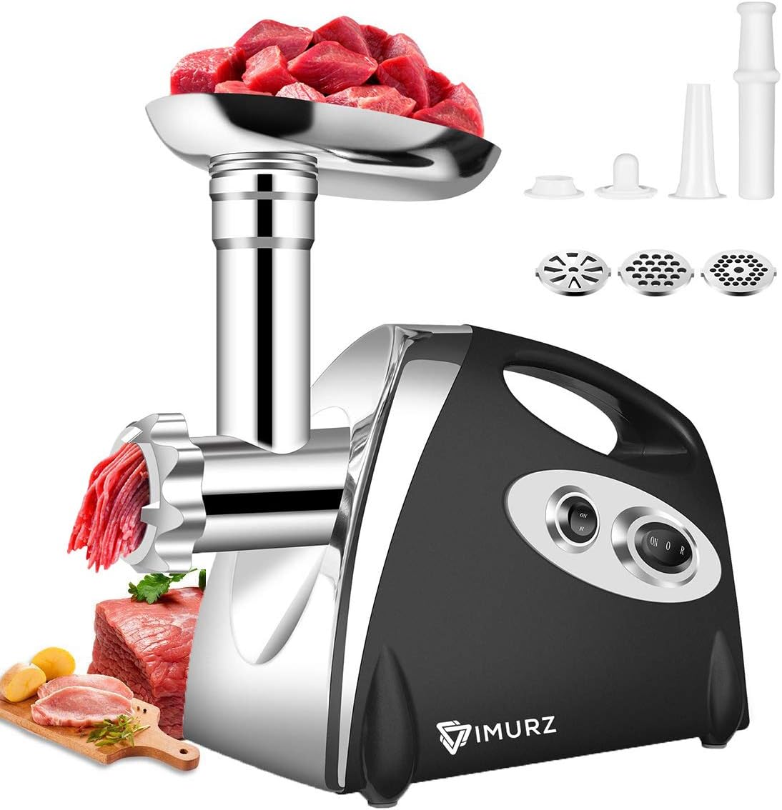 Electric Meat Grinder Mincer, Xixiw Sausage Maker Stainless Steel High Power 2800 Watt Copper Motor Black