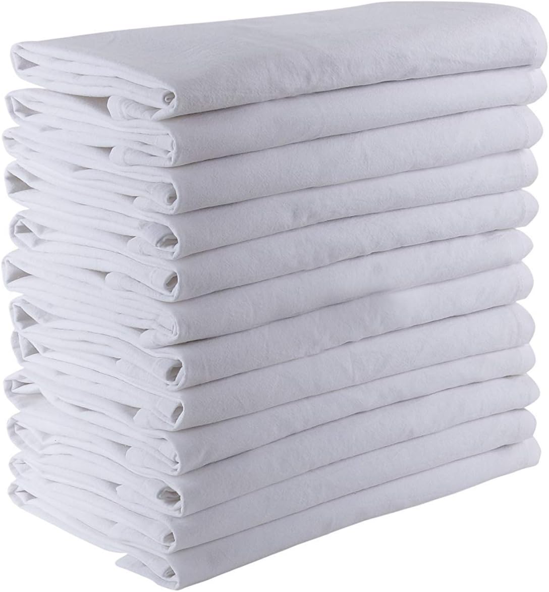 DG Collections Flour Sack Dish Towels, 100% Cotton, Set of 12 (27x27 Inches), Multi-Purpose Vintage Kitchen Towels, Very Soft,Highly Absorbent, Lint Free, Pre-Washed Tea Towels for Embroidery & Print: Home & Kitchen