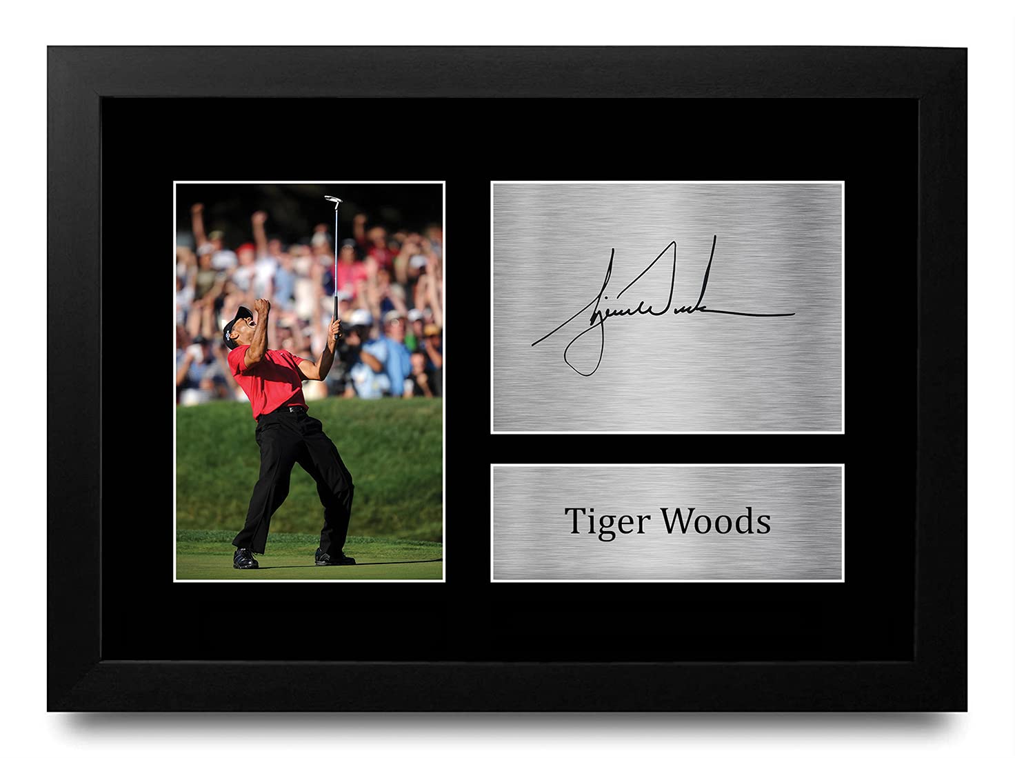 HWC Trading FR Tiger Woods Gift Signed FRAMED A4 Printed Autograph Golf Gifts Photo Display