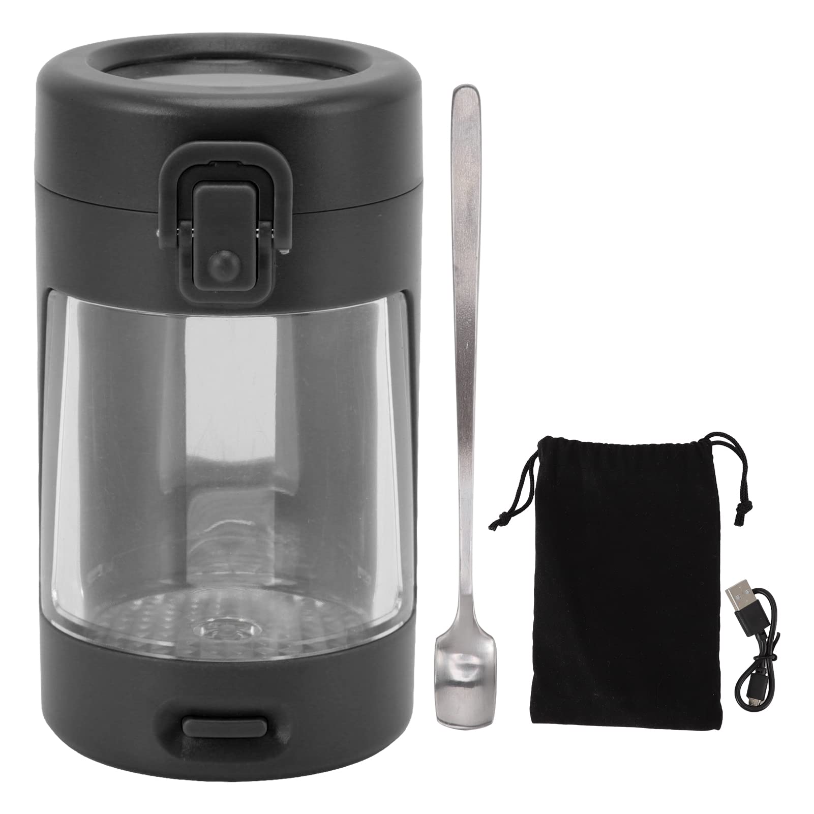 TOPINCN Portable Cigarette Storage Magnifying Jar With Light, Jar Transparent Airtight Container Magnifying Viewing Glass Jar With LED Light Kitchen Supplies (Black)