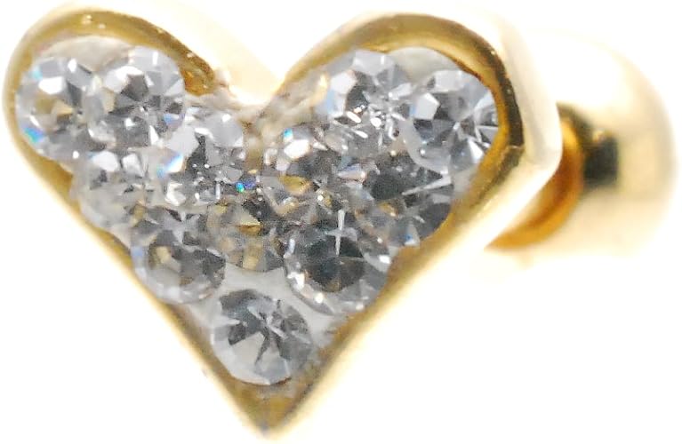 Amazon スリーナイン 14g 可愛い キラキラ ミニハート 軟骨ピアス ボディピアス 片耳ピアス Tbp069 Gd Wh ボディ ピアス 通販