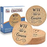 Funny Bar Coasters for Glasses - Premium 5mm Cork Coaster, Best Housewarming or Alcohol Gifts, Funny Man Cave Decor Stuff, Dont F Up the Table (6 Pack)