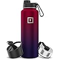 IRON °FLASK Camping & Hiking Hydration Flask with 3 Lids - Stainless Steel, Double Walled & Vacuum Insulated Water Bottle - Leak Proof & BPA Free (Dark Rainbow, Spout - 40 oz)