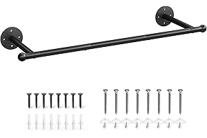 OROPY Industrial Pipe Clothing Rack, Wall Mounted Clothes Rack, Closet Rods For Hanging Clothes, 33" Multi-purpose Hanging Rod for Laundry Room, Bedroom and Closet Storage