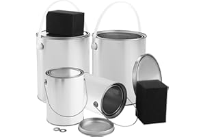 WUWEOT 4 Pack Empty Paint Can, Gallon & Quart Unlined Paint Pails, Metal Bucket Container with Lid, Handle and Spones for Paint, Varnish, Craft DIY Art Supply Storage