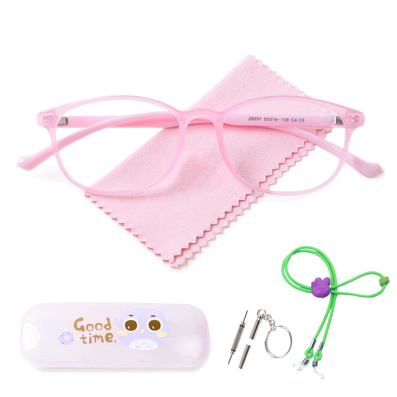 AetrvoHope Children's blue light blocking glasses with case,Clear Pink reading glasses,kid computer gaming glasses