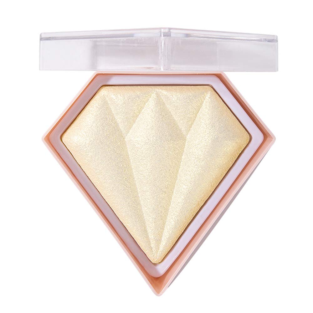 GL-Turelifes Diamond Highlight Powder Palette, Highlighting,Trimming & Blush 3 Uses Shimmer Powder, Glitter Bronzer Highlighter Powder Palette Highlighting Shimmering Powder (#02 Quicksand Gold)