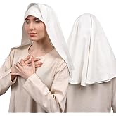 PROCOS Women's Medieval White Nun Veil Renaissance Hat Scarf Coif for Cosplay Costume Accessory