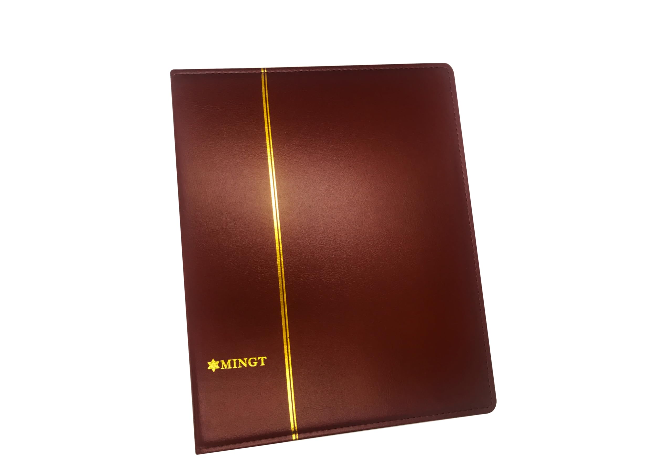PCCB MINGT 4-Rings Binder PU Leather Collection Album Cover For Banknote Stamp Paper Money Coin Collecting And Supplies (Dark Red)