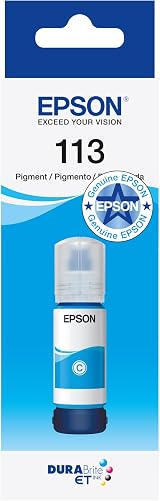 Epson EcoTank 113 Cyan Ink Bottle 70ml - High Quality Vivid Prints 6000 Pages