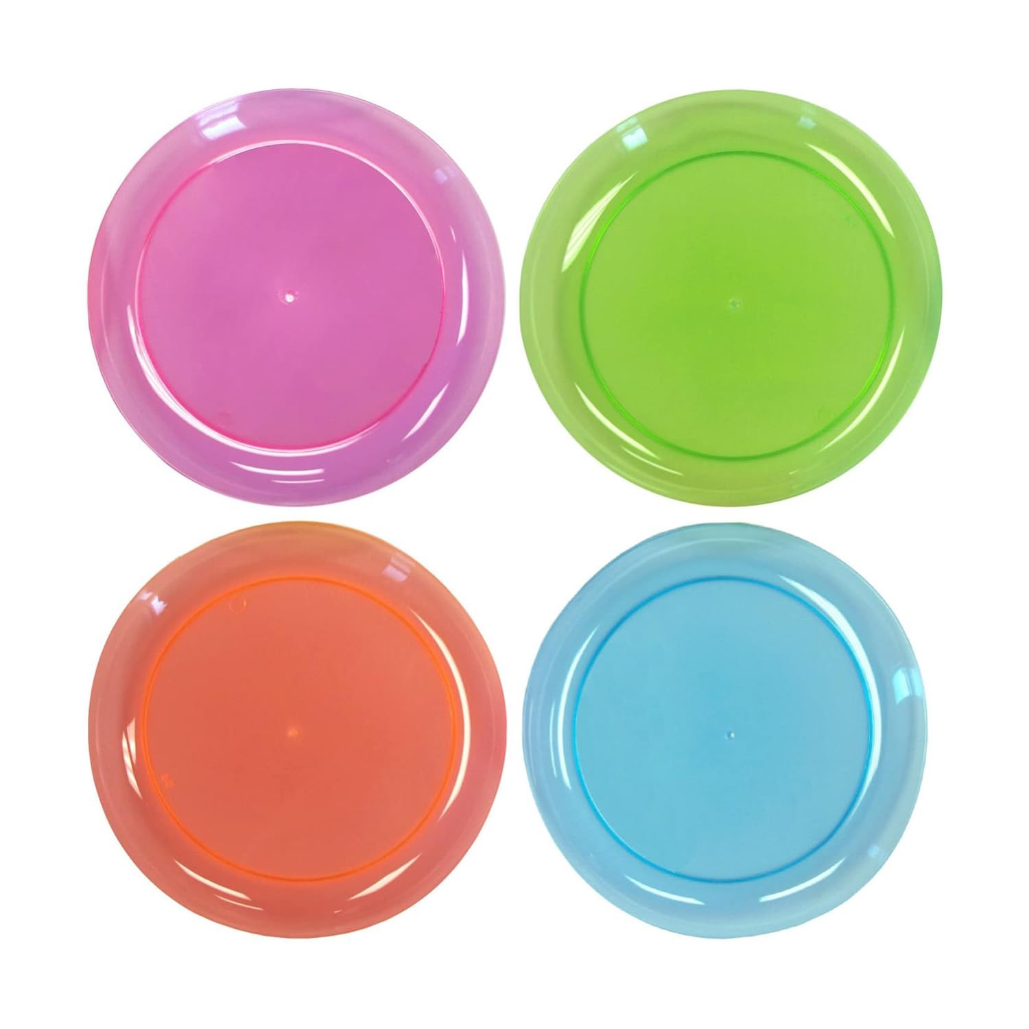 Photo 1 of Party Essentials Hard Plastic 6-Inch Round Party/Dessert Plates, Assorted Neon, 80-Count