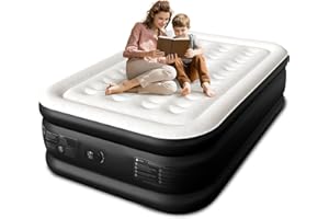 CHERIMOR Double Full Size Air Mattress with Built-in Pump, 18" Raised Comfort, 48Hr Leak-Proof Test, Upgraded Honeycomb Pilla