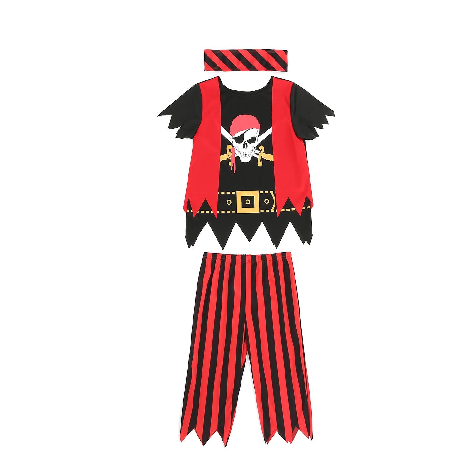 Sincere Party Kids Pirate Costume,3pcs Pirate Cosplay Dress Up Adorble for Unisex Kids 5-6 years