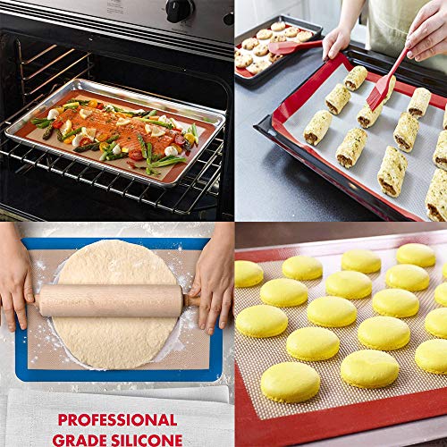 Songway Silicone Baking Mats Set, Reusable Baking Tray Sheet Liner, Non Stick, Washable, Heat-Resistant, FDA Approved, BPA Free Cooking Bakeware Mat for Cookie, Pastry, Roasting (Black)