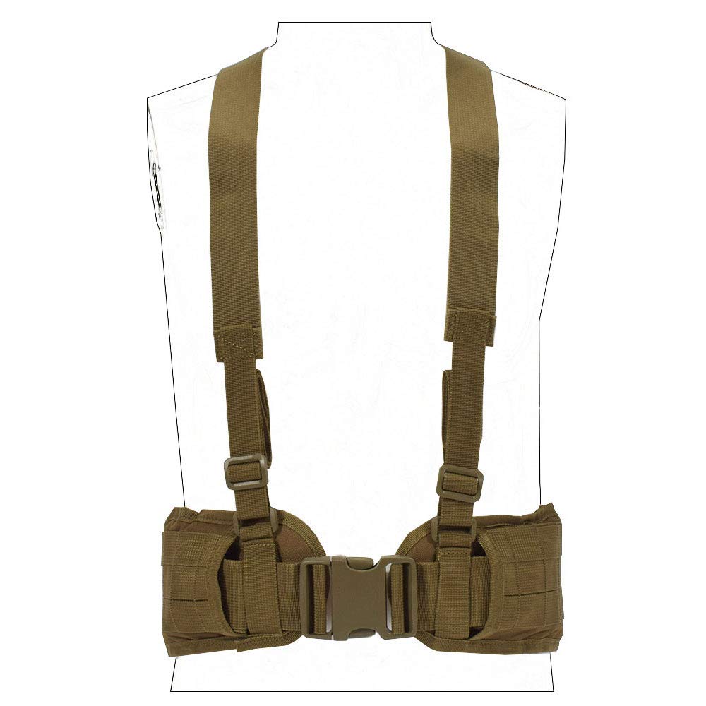 SINAIRSOFT Tactical Waist Belt with X-Shaped Suspenders Free Straps Airsoft Combat Padded Molle Belt (Coyote Brown)