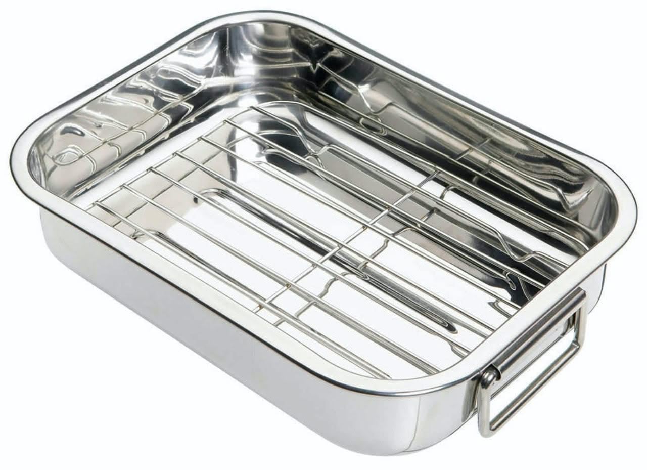 KitchenCraft Small Stainless Steel Roasting Tin with Rack, 27 x 2 cm (1.5" x 8") — image 1