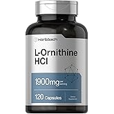 Horbäach L Ornithine HCl | 1900mg | 120 Capsules | Non-GMO & Gluten Free Supplement