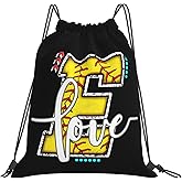 Braytow Initials Drawstring Backpack Black Cinch Bags Foldable Sports Gym Sackpack For Men Women (Softball Letter E)