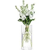 Gute 10 Inch Glass Vases for Decor, Flower Vase for Home Decor, Modern Decorative Clear Vase Centerpieces Living Room, Kitchen