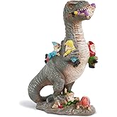 HORTIX Dinosaur Garden Gnome Statue 12”, Yard Decorations Outdoor Garden Decor, Patio, Lawn Ornament, Gardening Gifts for Women for Housewarming