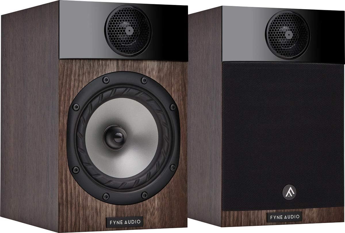 Fyne Audio F300 2-Way 70W RMS Compact Bookshelf Speaker with 5" Multi-Fibre Bass Cone Woofer, 25 mm Polyester Dome Tweeter and Wall-mounting - Walnut (Pair)